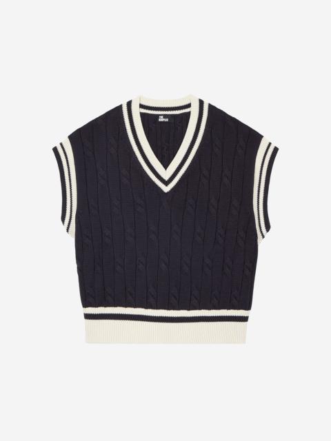 The Kooples SLEEVELESS NAVY COTTON SWEATER