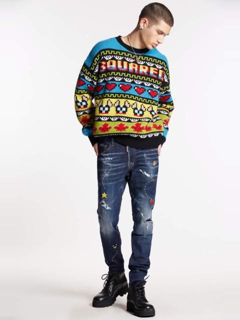 DSQUARED2 DARK MONSTER MAZE WASH SKATER JEANS