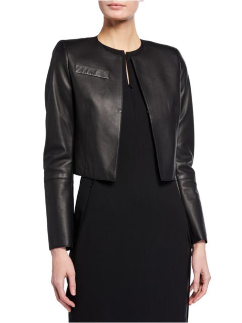 AKRIS Hasso Cropped Napa Leather Jacket, Black