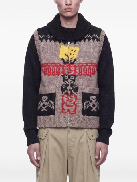 Kapital knit totem pole zip vest