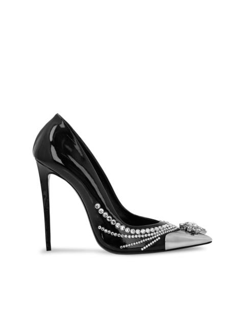 PHILIPP PLEIN 105mm crystal-embellished patent leather pumps
