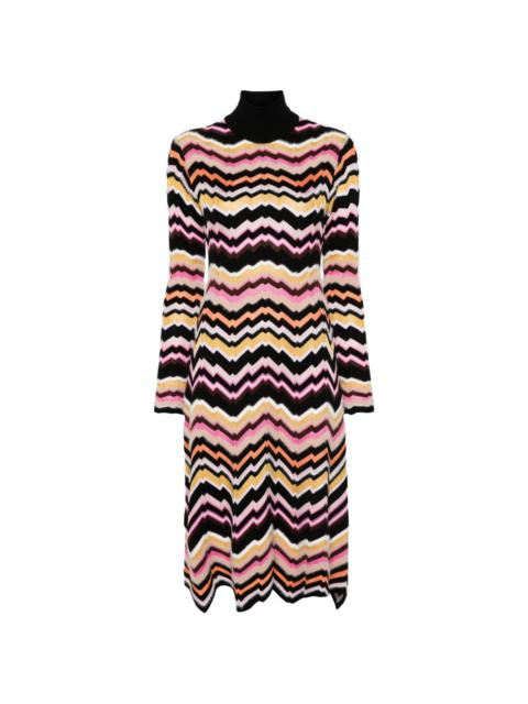 zigzag-detail midi dress