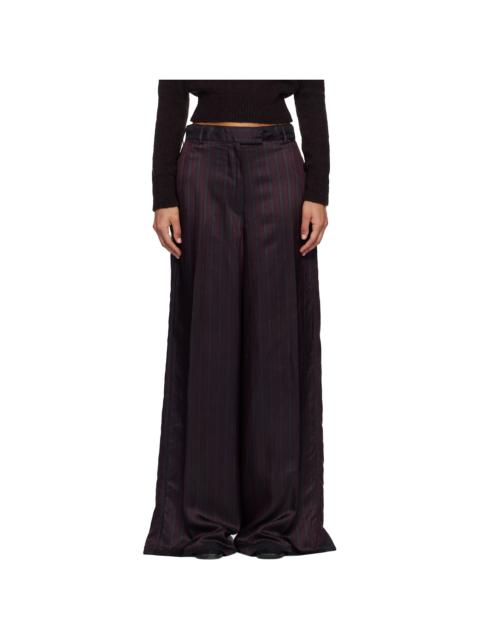 Dries Van Noten Burgundy Wide Leg Trousers