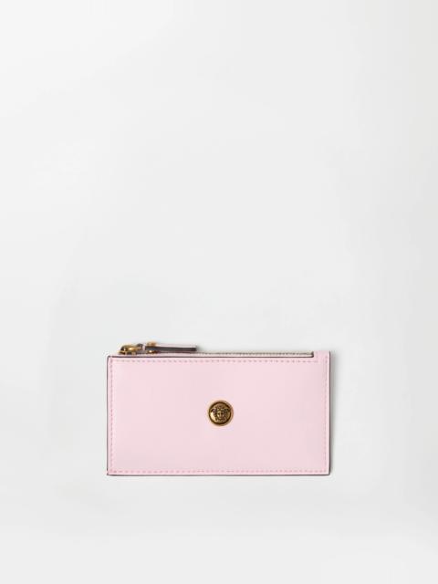 VERSACE Emblème Leather Zip Card Holder