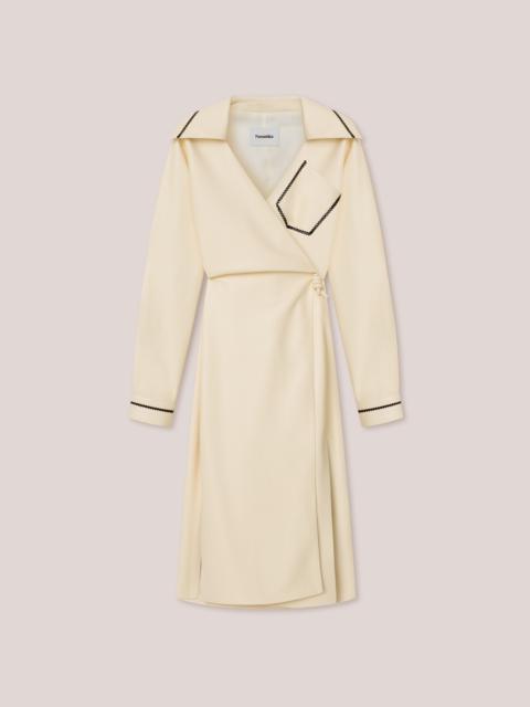 Nanushka BERNA - Vegan leather merrow-stitch wrap dress - Vanilla