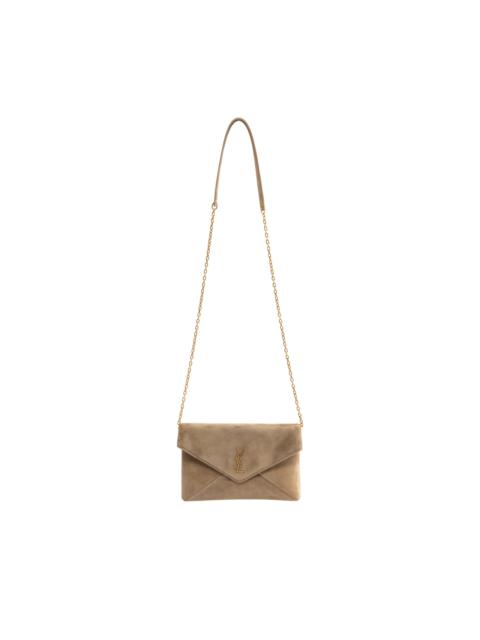 SAINT LAURENT CASSANDRE SUEDE SMALL CHAIN POUCH