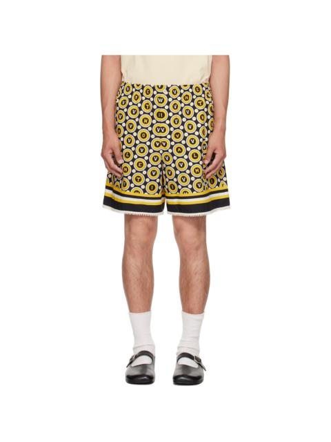 Valentino Black& Yellow Bulles Royales Print Shorts