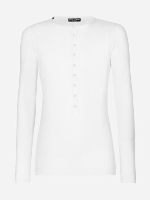 Dolce & Gabbana Fine-rib cotton granddad-neck T-shirt