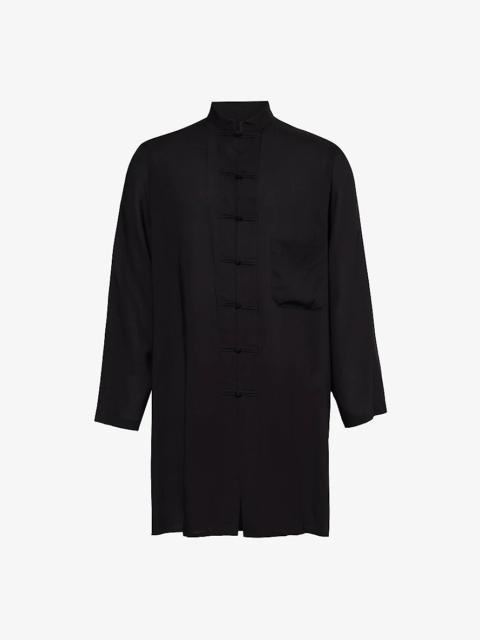 Knotted-button relaxed-fit woven shirt