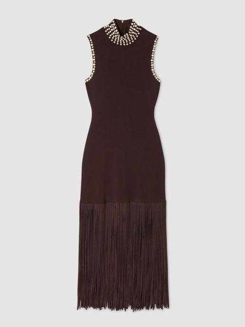 Sandro FRINGED KNIT MAXI DRESS