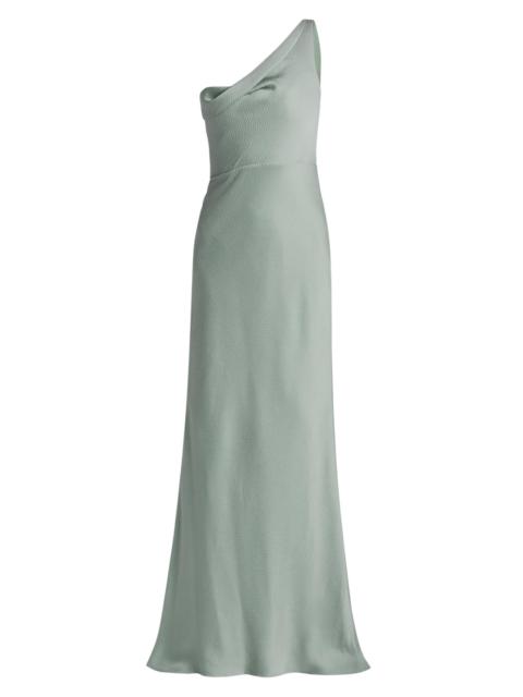 AMSALE Women's Hammered Satin One-Shoulder Gown - Jade