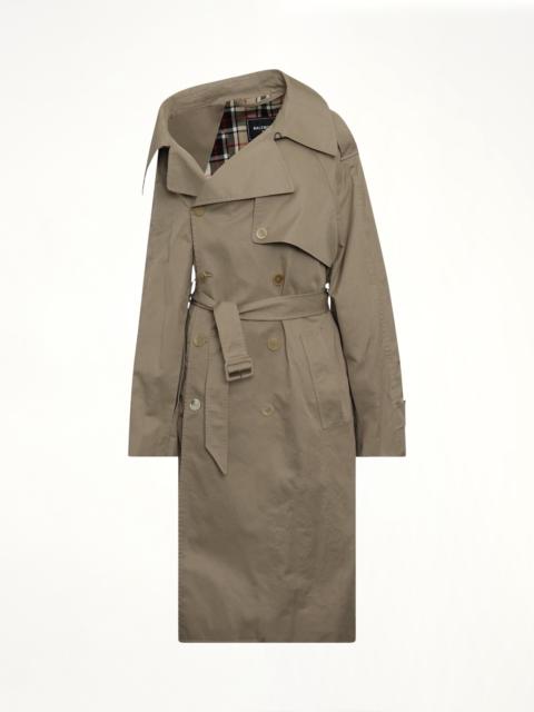 BALENCIAGA Off Shoulder Trench Coat in Beige