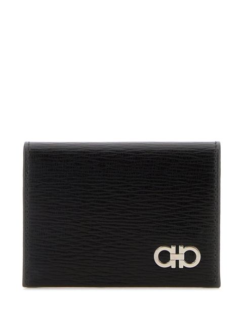 FERRAGAMO Black leather card holder