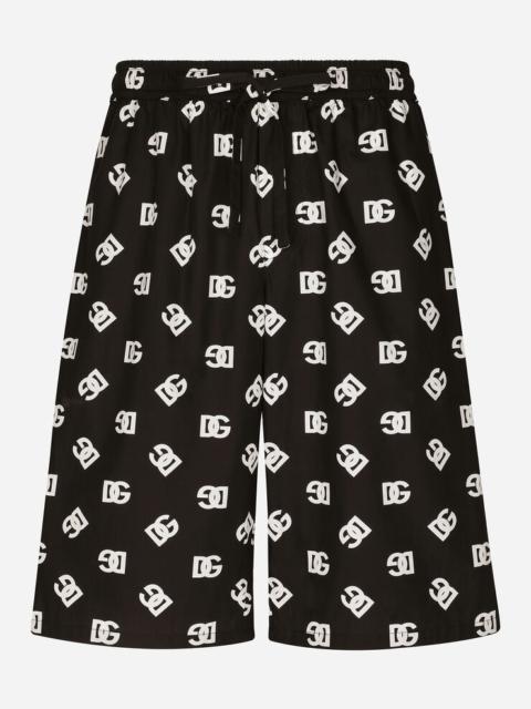 Dolce & Gabbana Cotton jogging shorts with DG Monogram print