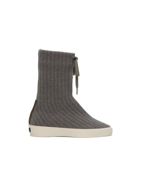 Fear of God Gray Moc Knit High Sneakers