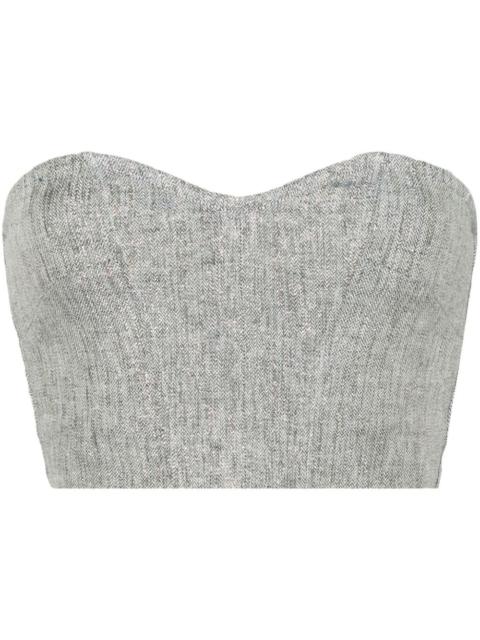 forte_forte chevron-knit lurex strapless top