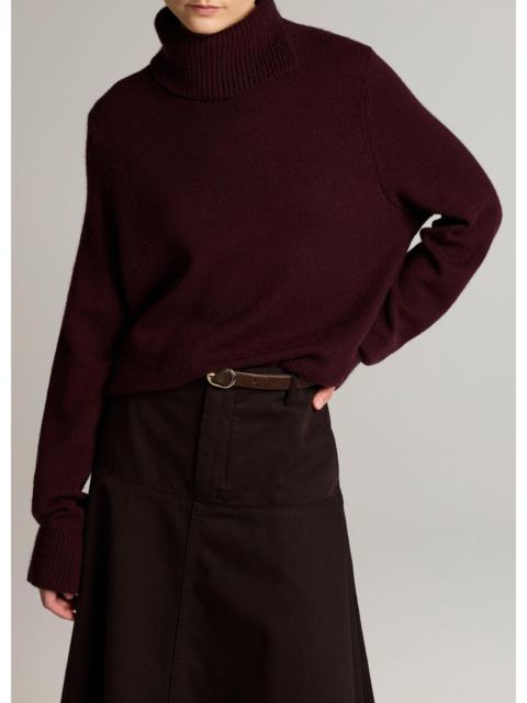 Vince Wool-Cashmere Side-Slit Turtleneck Sweater