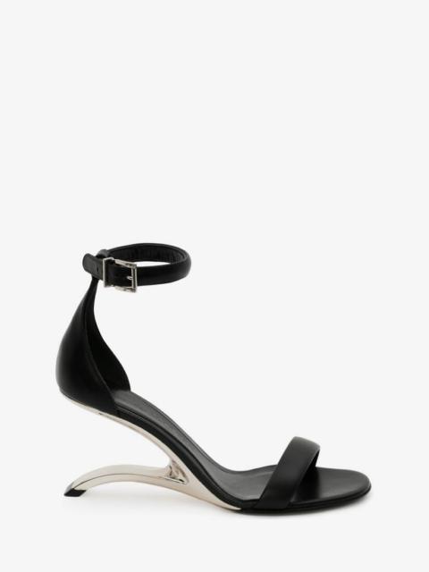 Arc Leather Sandal in Black/silver