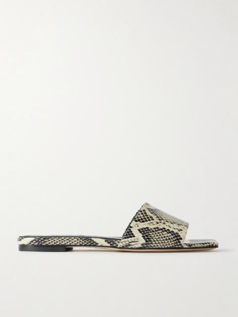 Aeyde Anna Snake-effect Leather Slides