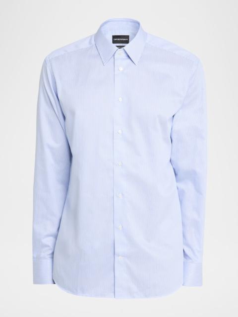 EMPORIO ARMANI Men's Cotton Micro-Pinstripe Classic Fit Sport Shirt