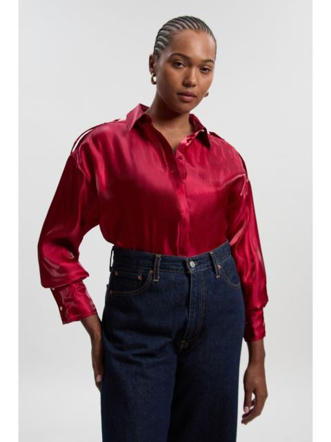 KAREN MILLEN Plus Size Metallic Woven Collared Shirt