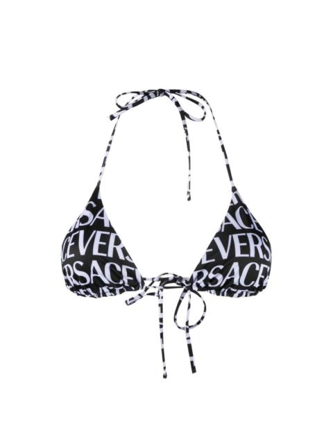 logo-print triangle bikini top