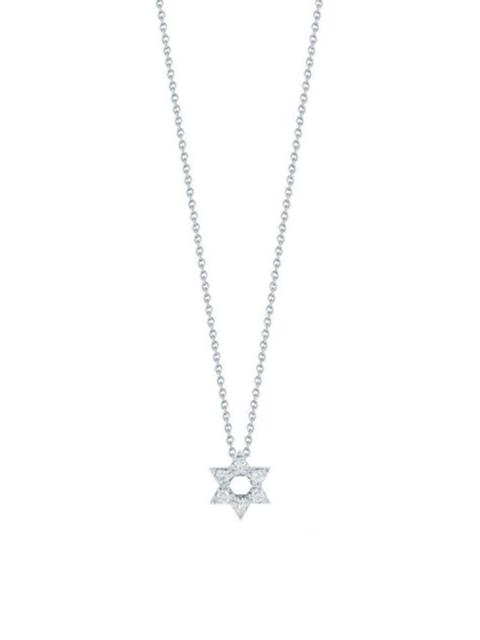 ROBERTO COIN Women's Tiny Treasures 0.09 TCW Diamond & 18K White Gold Star Of David Necklace - White Gold