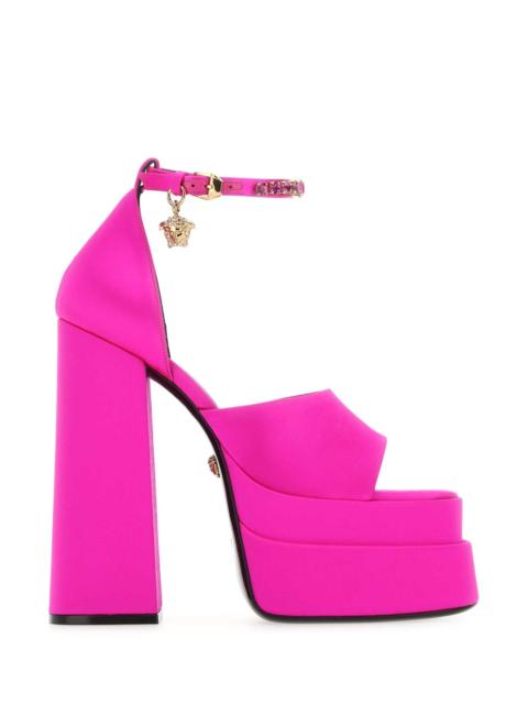 VERSACE Fuchsia Satin Medusa Aevitas Sandals Fucsia Sandali