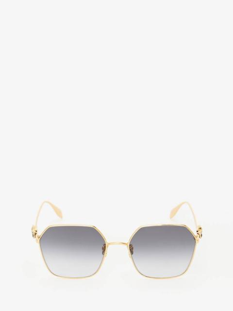 Alexander McQueen Skull Droplets Metal Sunglasses in Gold
