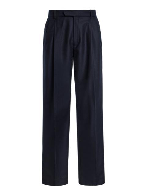 GABRIELA HEARST Arthur Pleated Pant in Dark Navy Wool Cashmere Flannel