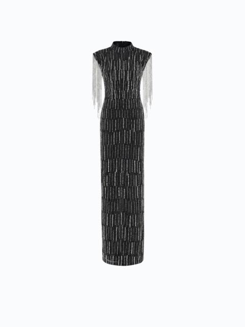 PINKO LONG DRESS WITH CRYSTALS AND SEQUINS
