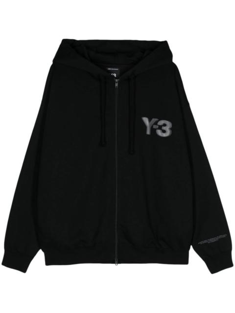 Y-3 logo-print zip-up hoodie