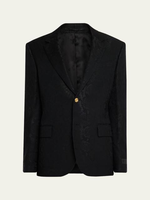 VERSACE Men's Python-Jacquard Wool-Blend Blazer