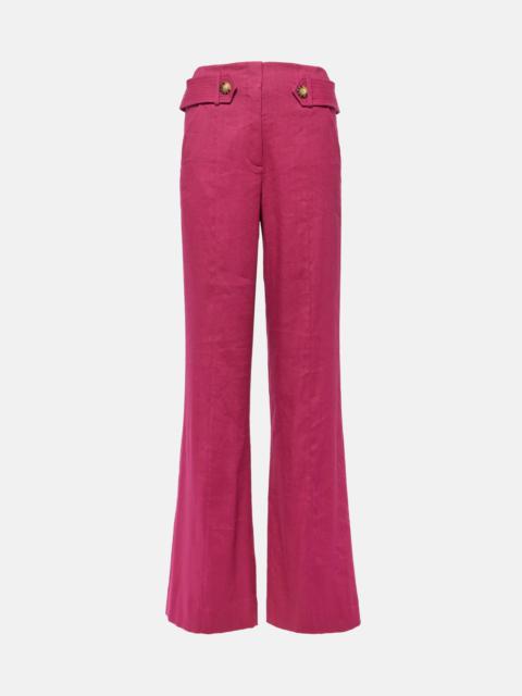 Sunny linen-blend twill flared pants