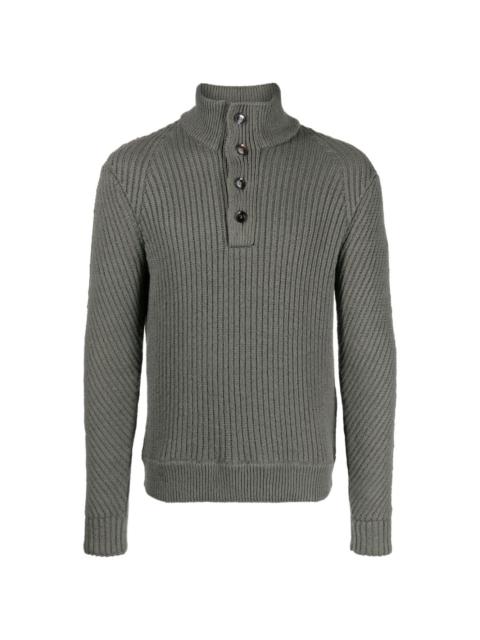 Brioni chunky-ribbed cotton jumper