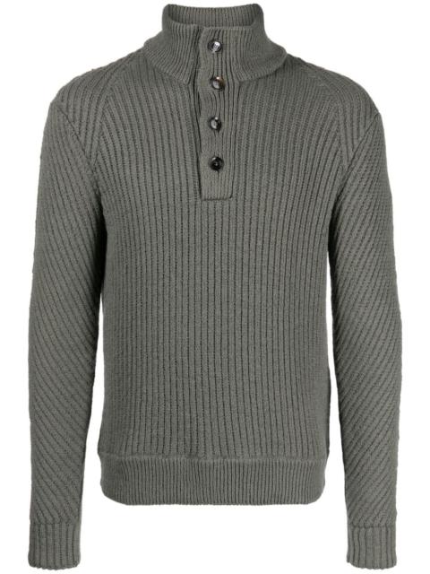 Brioni chunky-ribbed cotton jumper