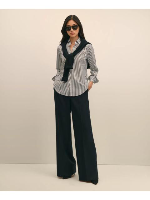 Brooks Brothers Wool Flannel High Waisted Wide-Leg Pant