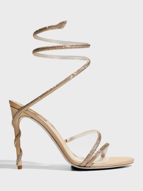 RENE CAOVILLA Snake-Wrap Strass Stiletto Sandals