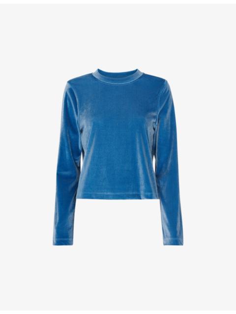 WHISTLES Olivia velvet stretch-woven top