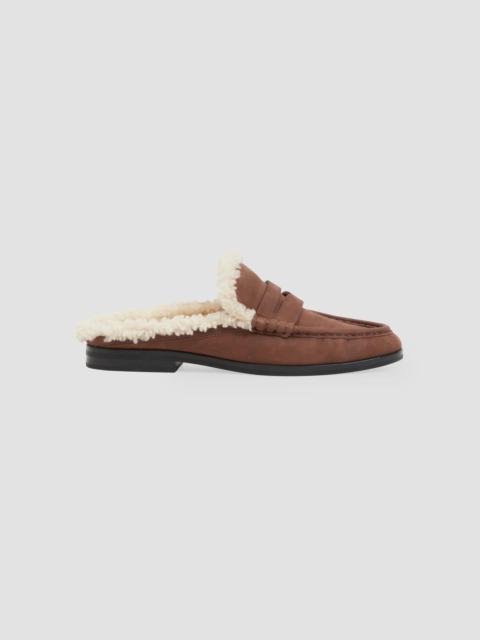 SIMKHAI Women's Dean Shearling-Lined Loafer Mules - Cacao Ecru
