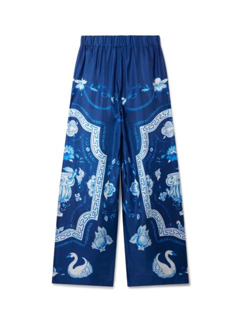 CASABLANCA Plat A Dessert Bleu Silk Trousers