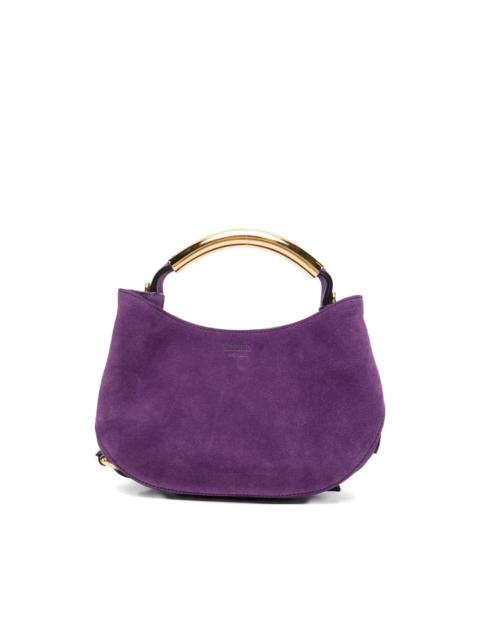 Moschino suede logo-embossed tote bag
