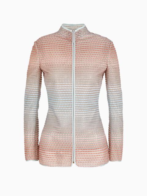 GIORGIO ARMANI Single-breasted zipped jacket in an embroidered gradient fabric