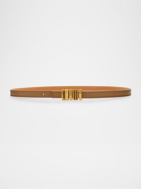 Loewe Graphic Buckle Leather Skinny Belt
