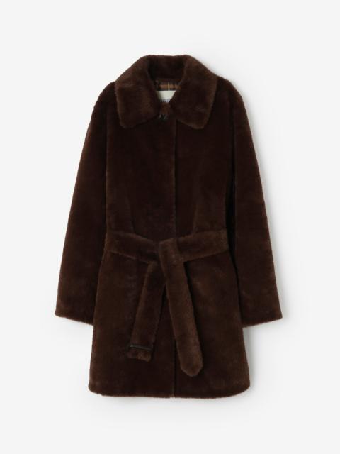 Burberry Short Belted Faux-fur Car Coat