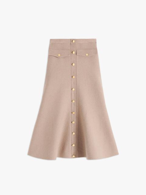 Victoria Beckham Button Detail Skirt in Camel Marl