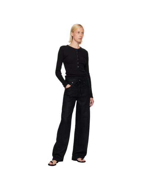 Proenza Schouler Black Tee Strappy Flat Sandals