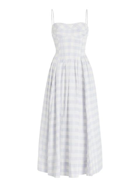 Kittiya Gingham Cotton-Fil Coupe Midi Dress blue