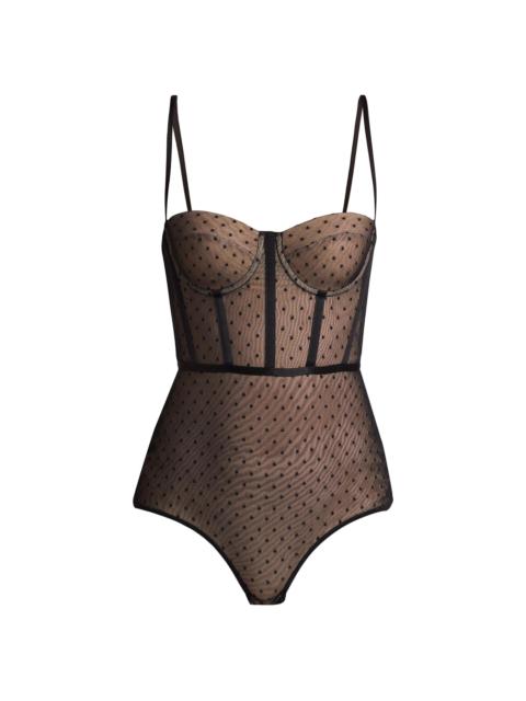 Zimmermann Women's Dot Semi-Sheer Bodysuit - Black