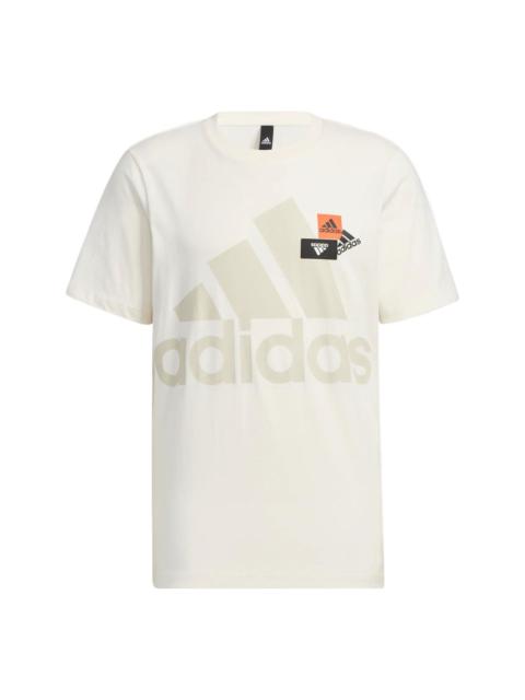 Men's adidas Alphabet Logo Printing Casual Round Neck Short Sleeve White T-Shirt HN9045